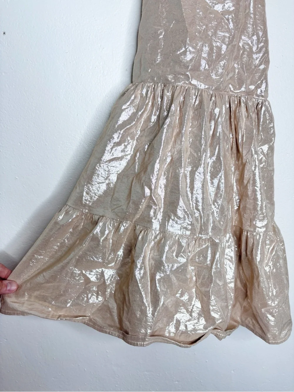 Gap Kids Metallic Tiered Halter Dress Champagne Size 8 EUC